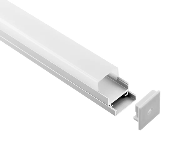 Profilé en aluminium à LED monté en surface avec couvercle en acrylique de forme rectangulaire
