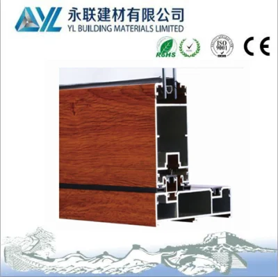 Profil en aluminium d'extrusion de finition de grain en bois pour le cadre en aluminium de fenêtre